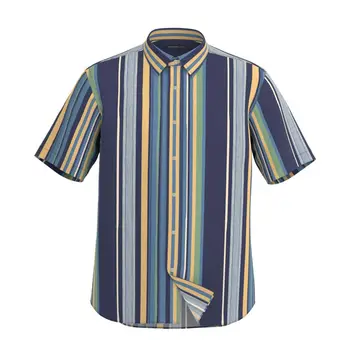 Big Blue Retro Stripe 2023 Нова хавайска риза Лятна риза с копчета Casual Cool Holiday For Men 3D Всички Отпечатани модни върхове