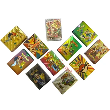 Pokemon нов стил цветни златни фолийни карти Английска версия Аниме колекция търговски карти бустер лъскави карти играчка рожден ден подаръци